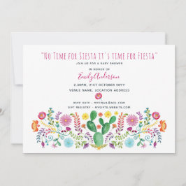 Convites Folk Fiesta Chá de fraldas Invite Cactos de Aquare