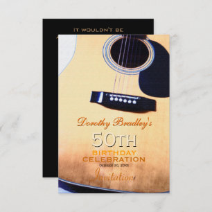 Convites Folk Guitar 50th Birthday Celebration Custom Inv