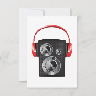 Convites Fones de Ouvido Vermelhos Gráfico de Música Áudio