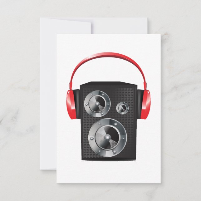 Convites Fones de Ouvido Vermelhos Gráfico de Música Áudio (Frente)