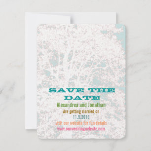 Convites Fonte Birch Tree Aqua Playbill Save the Date