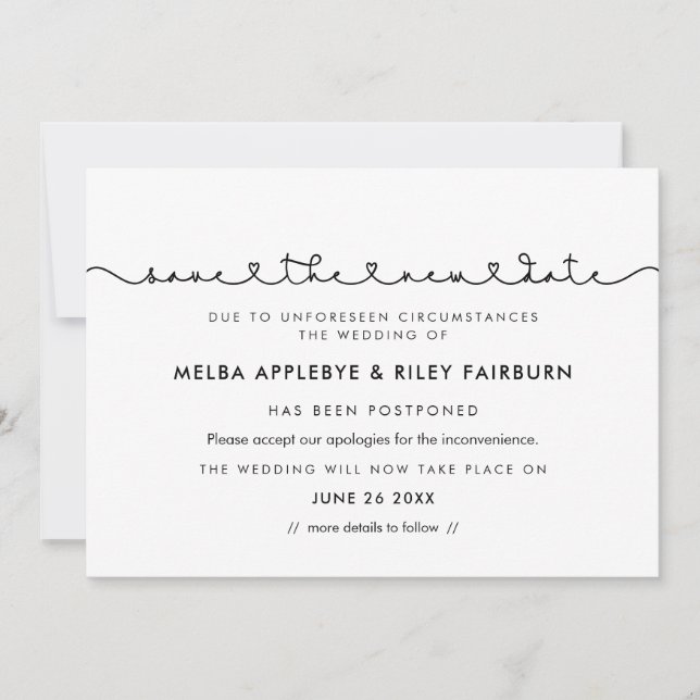 Convites Fonte de coração conectante fofa Salve o novo cart (Frente)