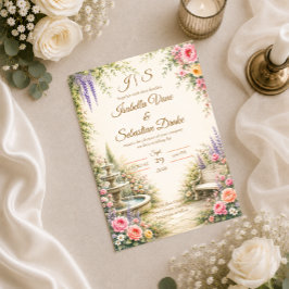 Convites Fonte de Jardim Romântico Elegância Casamento