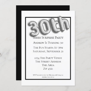 Convites Fonte do balão de prata 3d do Faux do Partido aniv