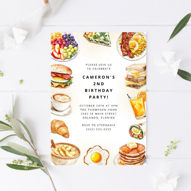 Convites Food Party Watercolor Birthday Invitation (Criador carregado)