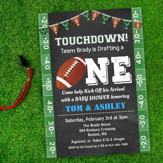 Convites Football 1st First Birthday Chalkboard Invitation (Criador carregado)