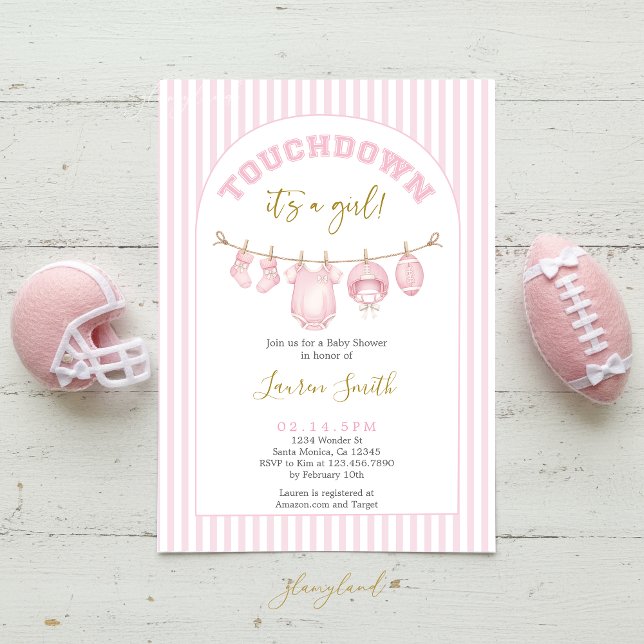 Convites Football Baby Shower Girl (Criador carregado)