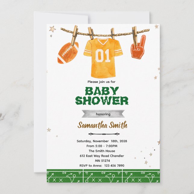 Convites Football baby shower invitation (Frente)