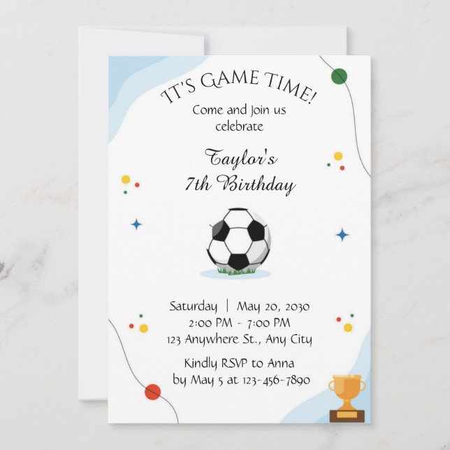 Convites Football Birthday party Invitation template digite (Frente)