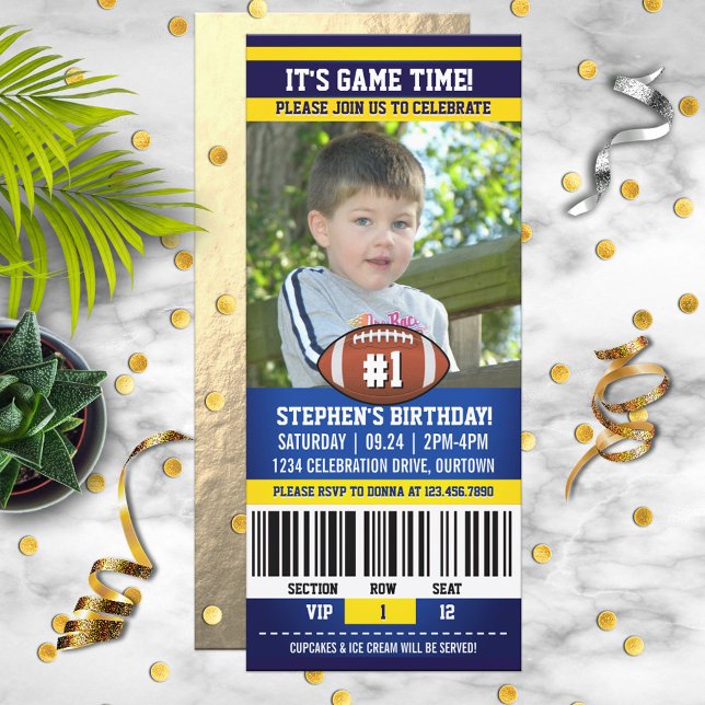 Convites Football Birthday Photo Template (Criador carregado)