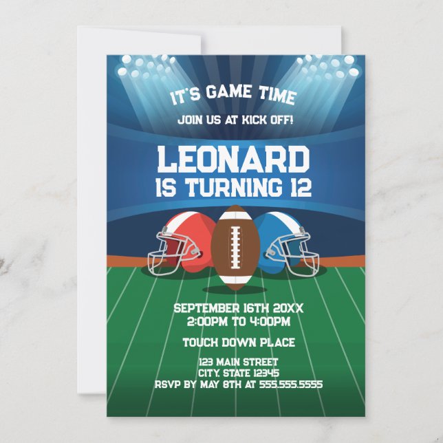 Convites Football game birthday party Invitation (Frente)