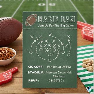 Convites Football Game Day Party | Chalkboard Play Diagram
