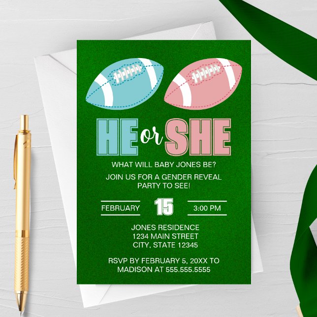 Convites Football Gender Reveal Invitation (Criador carregado)