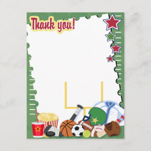 Convites FOOTBALL SPORTS FAN 4x5 Flat Obrigado Nota