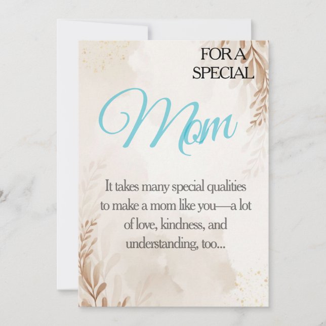 Convites “For My Special Mom – Thoughtful Appreciation Card (Frente)