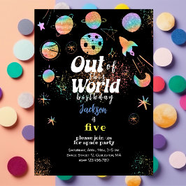 Convites Fora deste aniversário de criança de aventura espa