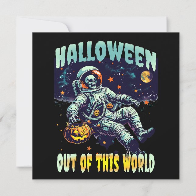 Convites Fora deste Astronauta Mundial Pumpkin Halloween 20 (Frente)