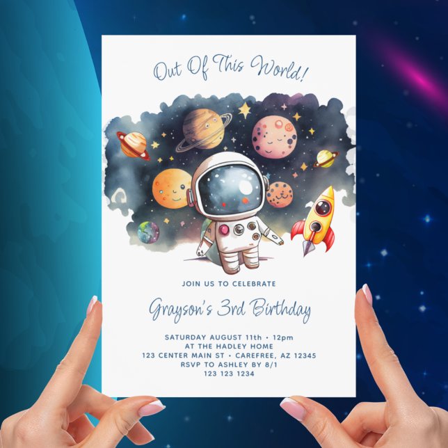 Convites Fora deste Mundo Espaço Sideral 3º Aniversário (Criador carregado)