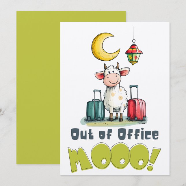 Convites Fora do Escritório MOOO! | Vaca Engraçada de Eid d (Frente/Verso)
