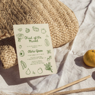Convites Fora Do Mercado, Chá de panela Desenho De Mão Verd