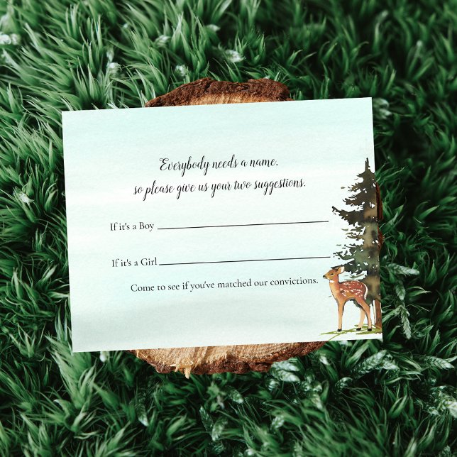 Convites Forest Adventure Baby Name Adivinha Jogo dos Deers (Criador carregado)