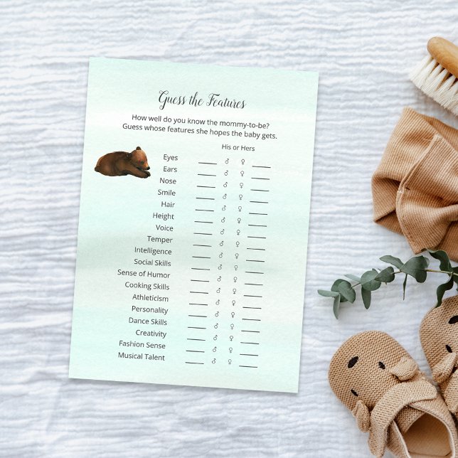 Convites Forest Adventure Bears Adivinha Features Game Card (Criador carregado)