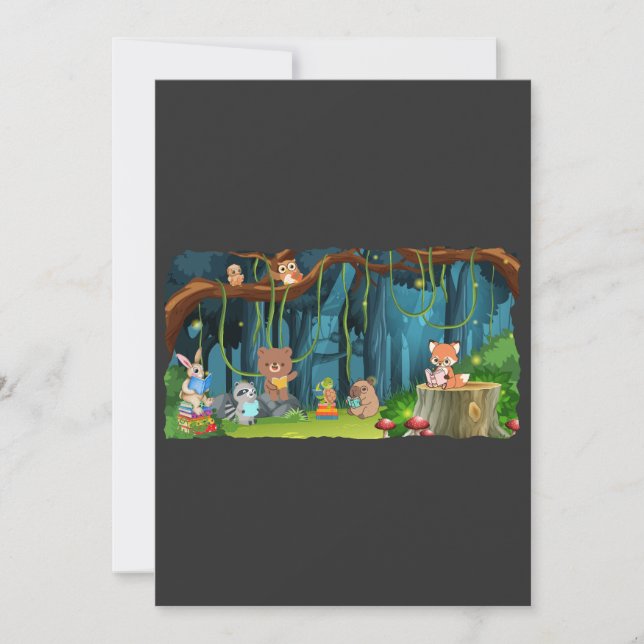 Convites Forest Animal Book Club (Frente)