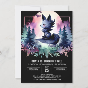 Convites Forest Cute Wolf Birthday