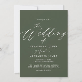 Convites Forest Green | Casamento Simples de Script Moderno