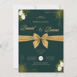 Convites Forest Green Ivy Ornament Wedding Invitation