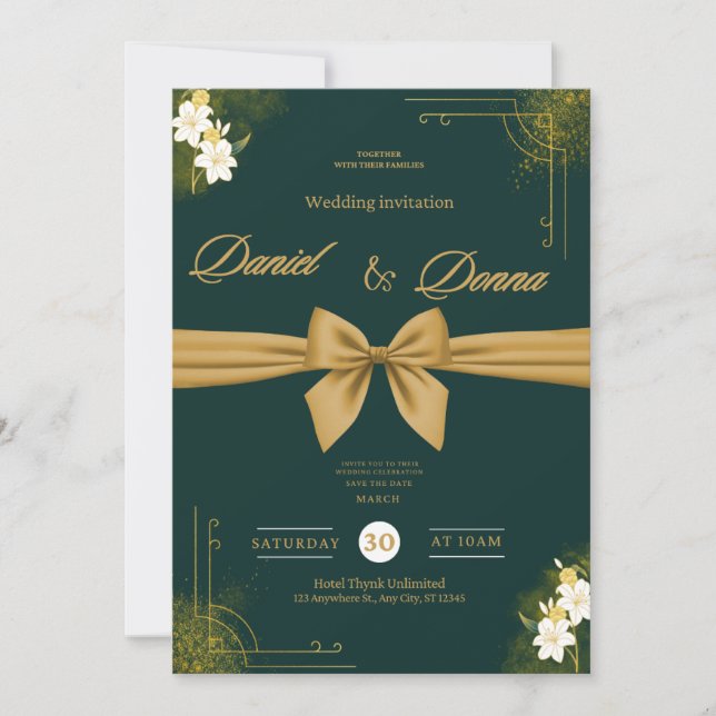 Convites Forest Green Ivy Ornament Wedding Invitation (Frente)