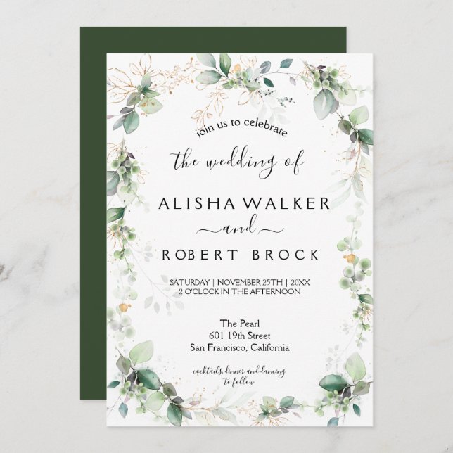Convites Forest Green Wedding (Frente/Verso)