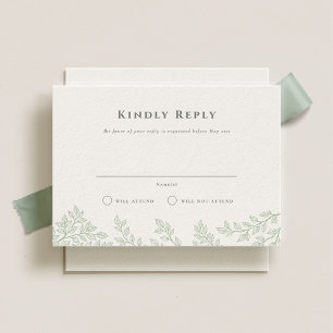 Convites Forest Grove Sage Green Wedding RSVP