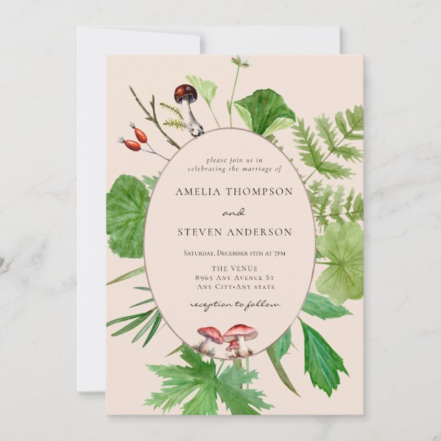 Convites Forest Mushroom | Woodland Wedding (Frente)