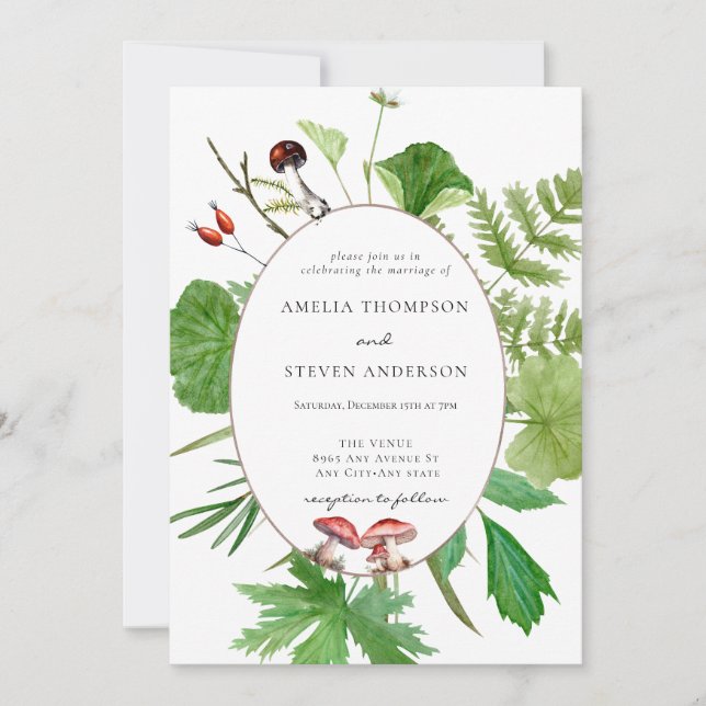 Convites Forest Mushroom | Woodland Wedding (Frente)