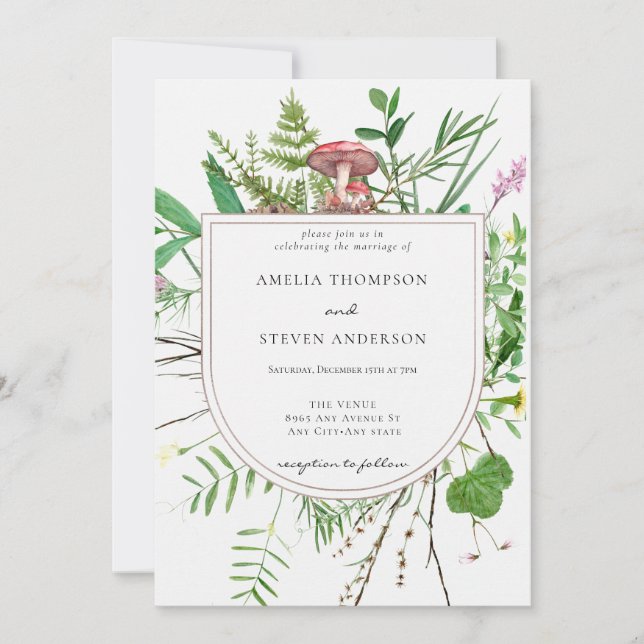 Convites Forest Mushroom | Woodland Wedding (Frente)