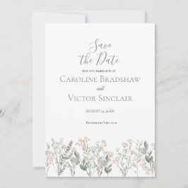 Convites Forest Wildflowers Save the Date Announcement