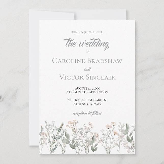 Convites Forest Wildflowers Wedding Invitation (Frente)