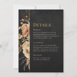 Convites Forest Witch Black Floral Wedding Details Card