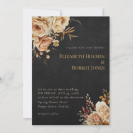 Convites Forest Witch Black Floral Wedding Invitation