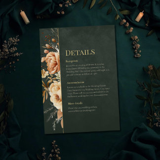 Convites Forest Witch Green Floral Wedding Details Card