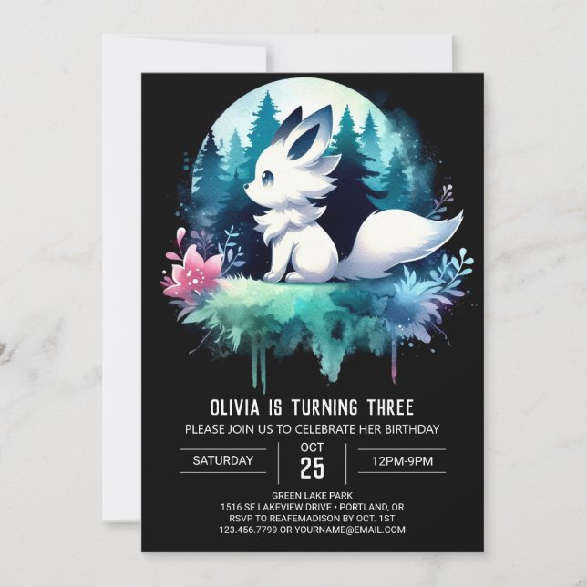 Convites Forest Woodland Wolf Birthday (Frente)