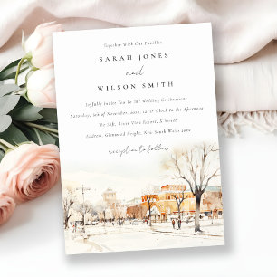 Convites Forgo North Dakota City Scape Watercolor Casamento