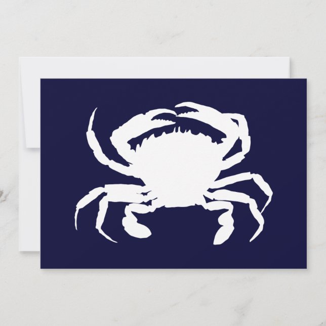 Convites Forma de Caranguejo Azul Escuro e Branco (Frente)