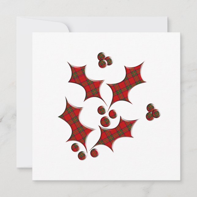 Convites Forma de Natal da Holly da xadrez (Frente)