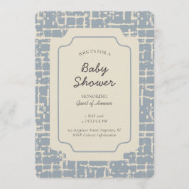 Convites Forma Geométrica Abstrata Azul Bege Neutro em Gêne