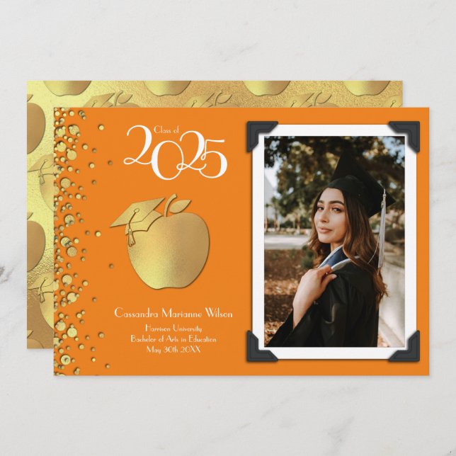 Convites Formação de Professores Laranja Dourada (Frente/Verso)