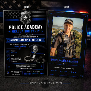 Convites Formado na Academia de Polícia Thin Blue Line