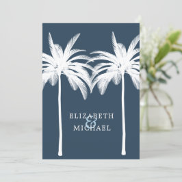 Convites Formal Azul Branco Elegante Moderno de Casamento