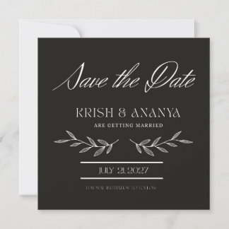 Convites Formal Black Save the Date with White Font
